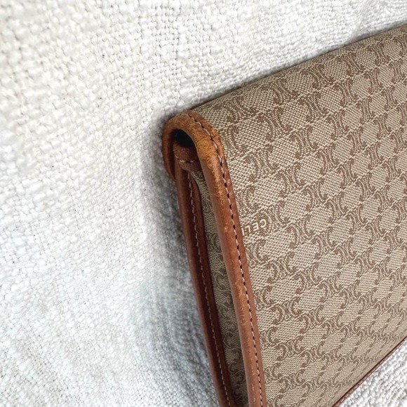 Vintage Celine Macadam Pattern Clutch Pouch Leather PVC - Picture 4 of 9